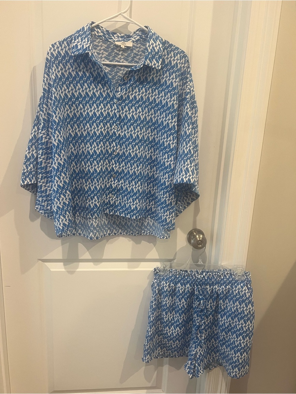 Entro Blue and White Shirt and Short Set